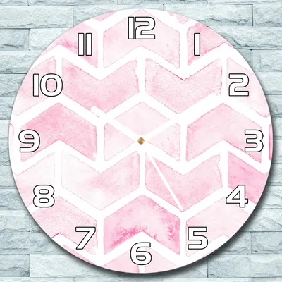 Produktbild von Wanduhr aus Glas Rund fi 30 Chevron Pastellrosa Quarz Deko Wohnzimmer Büro