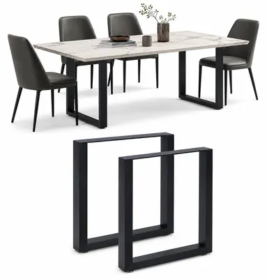 Zdjęcie produktu dla Mucola rama stołu zestaw 2 płóz do stołu stalowa podstawa stołu nogi stołu płoza rama industrialny design - czarny 70x72 cm