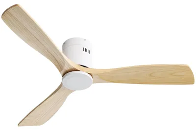 Image de Ventilateur de plafond de 132 cm, avec 3 pales en bois, télécommande, 6 vitesses, minuterie, sans éclairage