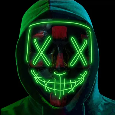 Produktbild von LED Purge Maske grün - Kostümmaske steuerbar für Halloween, Fasching & Karneval als Kostüm für Herren & Damen