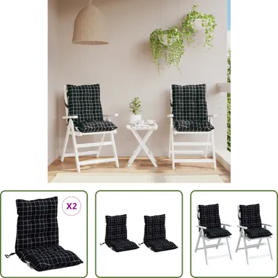 Immagine prodotto di The Living Store Cuscini per schienale basso 2 pezzi in tessuto Oxford a quadri neri