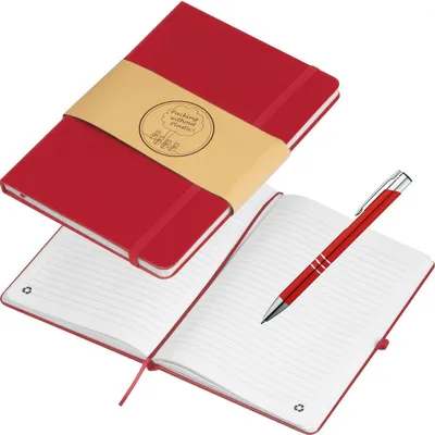 Produktbild von Notizbuch mit Kugelschreiber / PolyurethanCover / DIN A5 / 192 Seiten / Farbe: rot