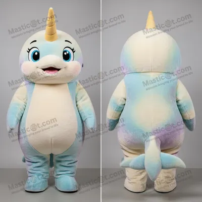 Image de Mascotte MASTICOT narval à pointe crème