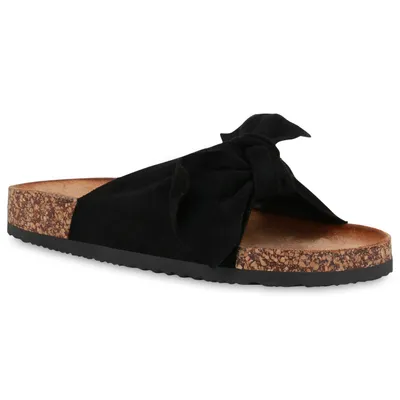 Produktbild von Mytrendshoe Damen Sandalen Pantoletten Sommer Schlappen Hausschuhe 833538, Farbe: Schwarz, Größe: 38