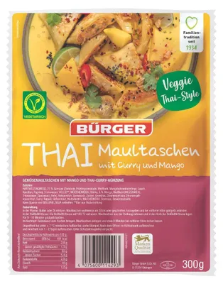 Produktbild von Bürger - THAI Maultaschen mit Curry und Mango, 300 g Beutel