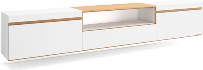 Produktbild von TV-Schrank, Lowboard, 260x35x45cm, Hängend, Weiß und Eiche Soft
