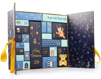 Immagine prodotto di Calendario dell'Avvento da riempire, 24 scatole colorate, riutilizzabili, dimensioni 33 x 30,5 x 8,5 cm