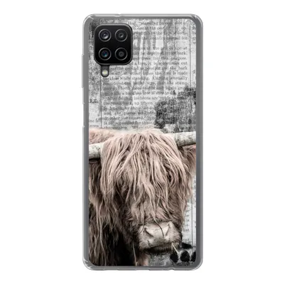 Produktbild von MuchoWow® Handyhülle Schutzhülle Hülle für Samsung Galaxy A12 Schottischer Hochländer - Vintage - Text Silikon Softcase Handy Hülle - Bild