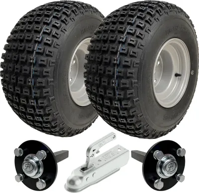 Obrázok produktu pre 18x9.50-8 ATV Quad Trailer Kit Knobby Wheels Hub & Stub Axles Hitch 204kg Load