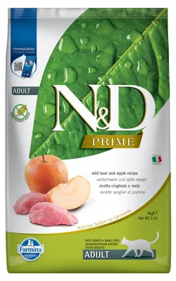 Imagen del producto de FARMINA N&D PRIME CAT WILD BOAR & APPLE - Alimento seco para gatos adultos - 5 kg