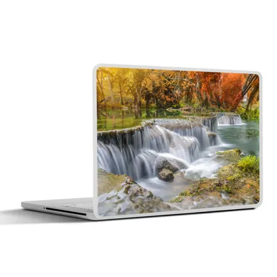 Produktbild von MuchoWow® Laptop Aufkleber Sticker Cover Herbst - Wasserfall - Natur - Bäume 32.5x23.5 cm - Sticker für Laptop - Selbstklebend
