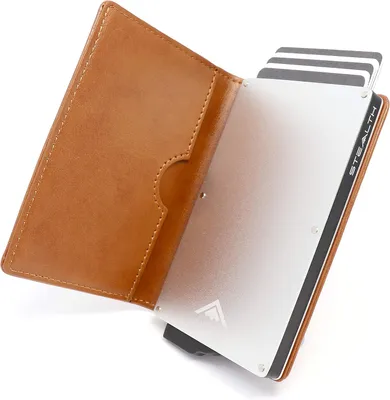 Produktbild von RFID Kartenportmonai Herren - Minimalistische Pop-Up-Portemonnaies mit Geschenkbox - Leichte Metall-Kreditkartenhalter für Männer Silbernes Aluminium