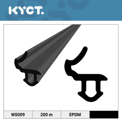 Obrázek produktu pro EPDM těsnění oken, černé, pro plastová okna a dveře, gumové těsnění WS009, 200 m