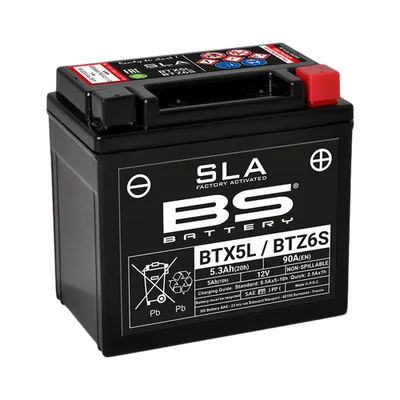 Obrázok produktu pre BS-BATTERY BTX5L 12V 5Ah 90A (YTX5L / YTZ6S) 113x70x105mm P+ AGM bezúdržbová motobatéria