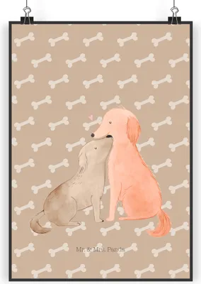 Produktbild von Mr. & Mrs. Panda Bild Hunde Liebe DIN A5 - Hundeglück - Geschenk, drucke, Herz, Hund, kunstdruck poster, Plakat, wanddeko, Vertrauen, Wandbild, Sprüche, Kuscheln