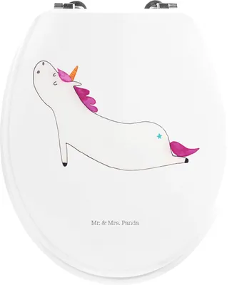 Produktbild von Mr. & Mrs. Panda WC Brille Einhorn Yoga - Weiß - Geschenk, WC-Sitz, Süß, Klodeckel, Sitz, Unicorn, Klo-Deckel, Namaste, Sport, Einhörner, Toilettendeckel