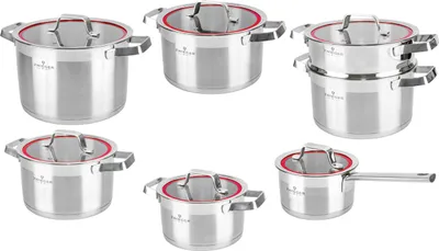 Immagine prodotto di Set di 5 pentole con coperchi + vaporiera a induzione Zwieger