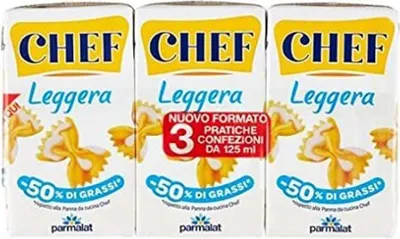 Produktbild von 6x Parmalat Panna chef Leggera Sahne Kochcreme creme light Licht 3x 125 ml