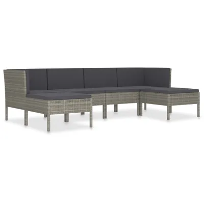 Obrázok produktu pre vidaXL 6-dielna záhradná obývacia súprava s vankúšmi Poly Rattan Grey