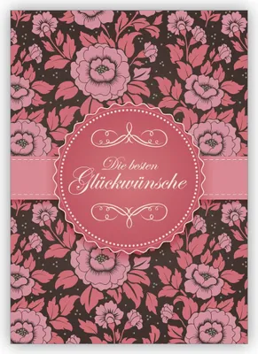 Produktbild von 4x Edle rosa Karte zum Gratulieren zu Hochzeit, Taufe, Geburtstag auf feinem Rosen Muster: Die besten Glückwünsche