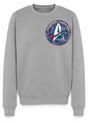 Produktbild von Spreadshirt Star Trek Discovery Abzeichen Sternenflotte Klein Herren Premium Pullover, 3XL, Grau meliert