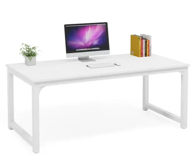 Produktbild von Tribesigns Schreibtisch Computertisch 160 x 80 x 75 cm PC Tisch Bürotisch Arbeitstisch Esstisch in Weiß, Schreibtische, Konferenztisch, Weiß