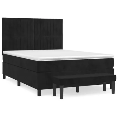 Produktbild von vidaXL Boxspringbett mit Matratze Schwarz 140x200 cm Samt