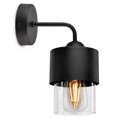Produktbild von LUXOLAR Wandlampe Schwarz mit Glasschirm Transparent E27 60W - Wandleuchte Innen für Wohnzimmer, Küchen - Wandbeleuchtung