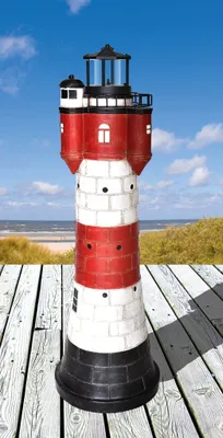 Produktbild von Solar Leuchtturm Roter Sand 80cm hoch, LED-Gartenfigur, Gartendeko