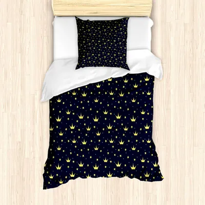 Produktbild von ABAKUHAUS 0 Bettbezug Set, 0, 135 x 200 cm + 80 x 80 cm, Dunker Nachtblau Gelb