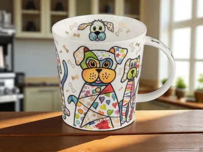 Produktbild von DUNOON XXL Becher Benmore BLINGERS CAT 750 ml Bone China Jumbo Tee - Kaffeetasse