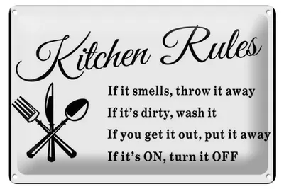 Produktbild von Blechschild Spruch 30x20cm Kitchen Rules Küche Regeln