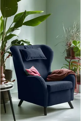 Image de MIUFORM Miuf Velours - Fauteuil - 92x92cm - Bleu marine - Chaise longue Fauteuil tapissé