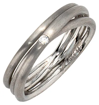 Immagine prodotto di Anello da donna in platino 950, finitura opaca, con diamante. Anello in platino, circonferenza interna di 56 mm, diametro di circa 17,8 mm