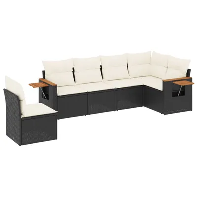 Produktbild von 6-tlg. Garten-Sofagarnitur mit Kissen Schwarz Poly Rattan