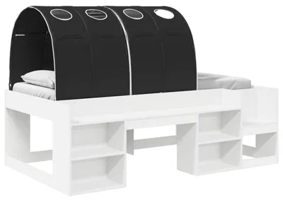 Obrázek produktu pro Rám postele vidaXL s tunelovým úložným prostorem, 3 kusy, bílá a černá barva, materiál: dřevotříska