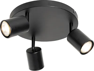 Produktbild von QAZQA - Moderne Deckenlampe schwarz verstellbar rund 3-flammig Lichter - Java I Wohnzimmer I Schlafzimmer - Stahl Rund - LED geeignet GU10