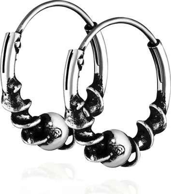 Produktbild von Paar 925 Sterling Silber Keltische Celtic Gothic Creolen 12mm 7227