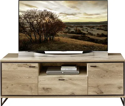 Produktbild von TV Lowboard 160cm, Eiche mit schwarz, RINGSTED-55