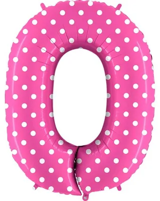 Image de Ballon de baudruche Numéro 0 rose avec pois - 102 cm Grabo