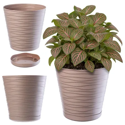 Obrázok produktu pre KADAX kvetináč s podšálkou "Greve", kvetináč, plastový kvetináč, kvetináč, okrúhly, 19 cm, béžový