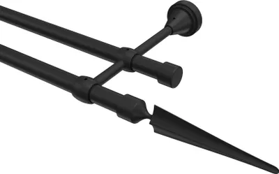 Produktbild von Interdeco Gardinenstange / Vorhangstange Schwarz, Typ Primus Lorenzo (Speer), 16 mm Ø 2-läufig, 440 cm