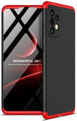 Produktbild von 360 Grad-Case für Galaxy A72 4G/5G mit 2.5D Glas - Farbe: Schwarz & Rot - Modellkompatibilität: Für Samsung Galaxy A72