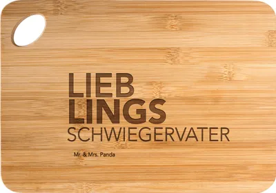 Produktbild von Mr. & Mrs. Panda Holzbrett Schwiegervater - Transparent - Geschenk, Schwiegertochter, Küchenbrett, Frühstücksbrett, Brett, Vater, vesperbrett, Spruch, Hackbrett, Vati