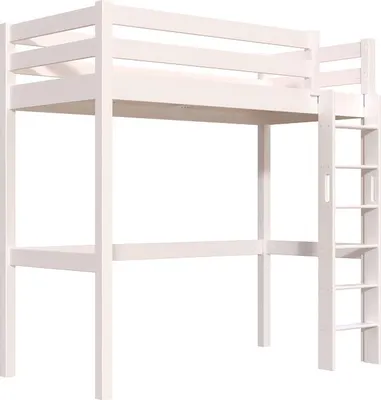 Produktbild von Hohes bett 1-Personen Sylvia 90x200 mit gerader Leiter - Weiß