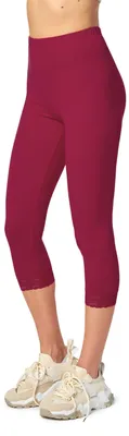 Image de Leggings capri 3/4 pour femme Merry Style en coton avec dentelle MS10-224 (bordeaux, M)