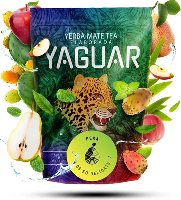 Immagine prodotto di Yaguar - Tè di mate Pera 500 g - Pera, mela - Energia delicata - Essiccato all'aria - Delicato, poco polveroso - Yerba mate del Brasile - Invecchiato 18 mesi