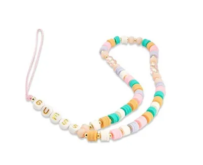 Produktbild von Guess Anhänger GUSTFLWP Phone Strap rosa/rosa Heishi-Perlen Handyhülle