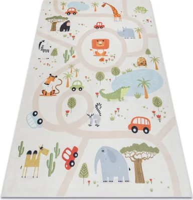 Produktbild von BAMBINO 1165 Waschteppich Zoo für Kinder Anti-Rutsch - beige beige 160x220 cm