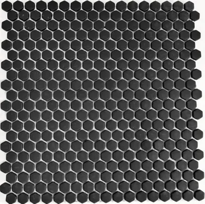 Produktbild von Mosaik Fliese ECO Recycling GLAS Hexagon Enamel schwarz matt MOS140-HX11B